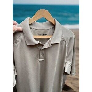 511 5.11 Polo Shirt Tan Beige Short Sleeve 2 Small Shoulder Pockets Men XL